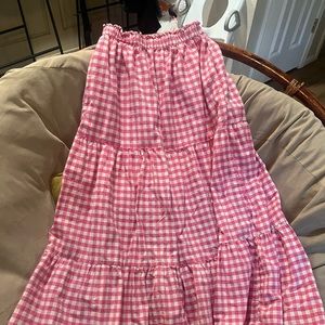 State the label pink gingham skirt